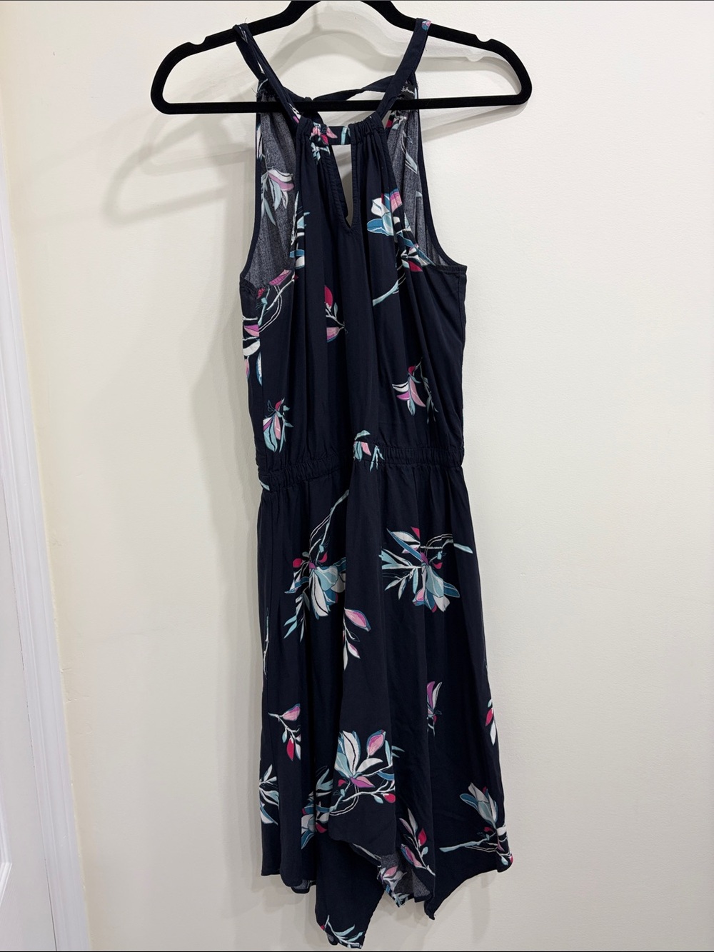 Reitmans Navy Floral High-Low Halter Dress